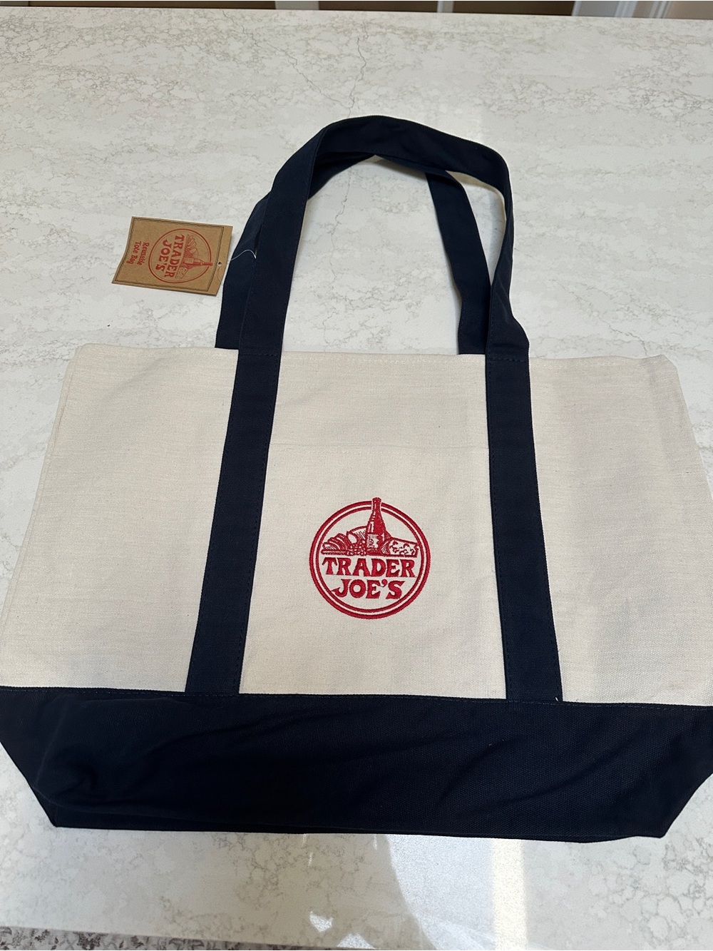 Trader Joe's Canvas Tote Bag in Cream and Black